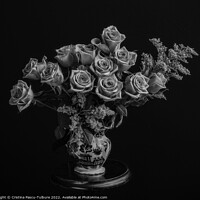 Buy canvas prints of Vase with roses monochrome by Cristina Pascu-Tulbure