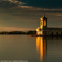 Buy canvas prints of Normanton Church, Rutland Water at Sunset by Colin Flatters