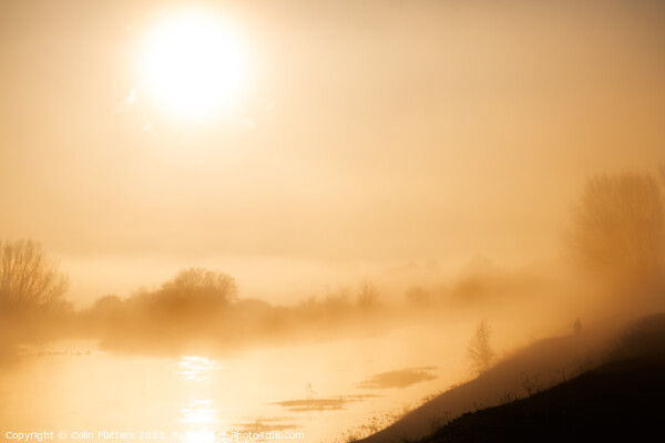Lone Figure in the mist - Deeping Lakes, River Wel Picture Board by Colin Flatters