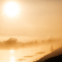 Buy canvas prints of Lone Figure in the mist - Deeping Lakes, River Wel by Colin Flatters
