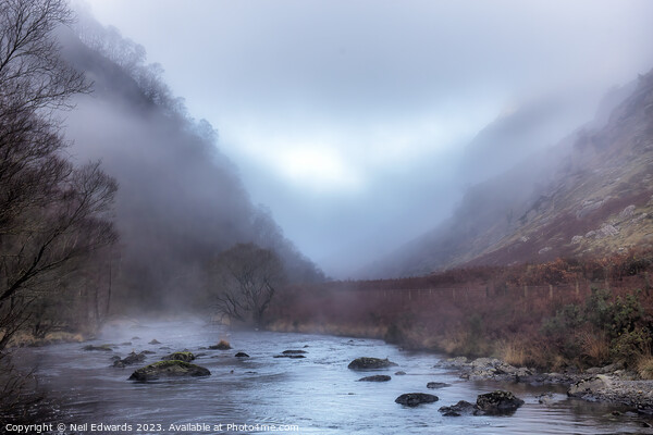 River Towy in the Morning Mist  Picture Board by Neil Edwards