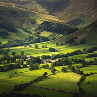 Buy canvas prints of Edale green fields, Peak District by Alan Wise
