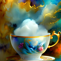 Buy canvas prints of Whimsical Cloud in a Tea Cup Digital Graphic by Dina Rolle