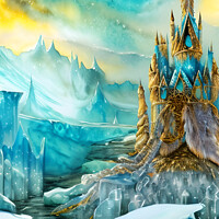 Buy canvas prints of Whimsical Ice Castle Landscape by Dina Rolle