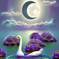 Buy canvas prints of White Swan Floating on a Body of Water by Dina Rolle