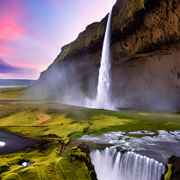 Buy canvas prints of Seljalandsfoss Iceland Waterfalls by Dina Rolle