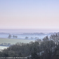 Buy canvas prints of Winter Morning Mist over Watership Downs, England by Stephen Young