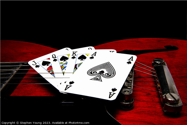 Playing Cards on Guitar Picture Board by Stephen Young