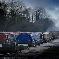 Buy canvas prints of Narrow Boats in Winter by Stephen Young