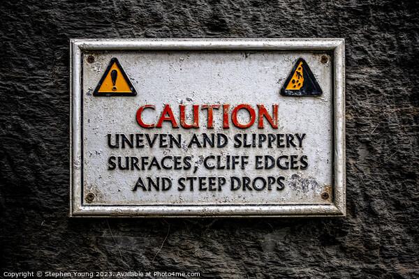 Coastal Footpath Sign, Caution Picture Board by Stephen Young