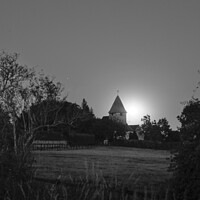 Buy canvas prints of Moonrise over 12th Century Parish Church of St Mar by Stephen Young