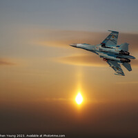 Buy canvas prints of Ukrainian SU-27 Flanker into the Sunset by Stephen Young