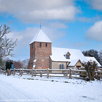 Buy canvas prints of Winter's Embrace: St. Peter's Church, North Hampsh by Stephen Young