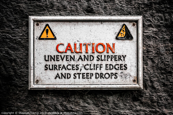 Weathered Caution: Sign of the Sea Wall Picture Board by Stephen Young