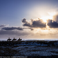 Buy canvas prints of Silhouettes in the Storm: Icelandic Riders and Ponies by Stephen Young