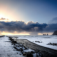 Buy canvas prints of Fire and Ice: Icelandic Seascape at Sunset by Stephen Young