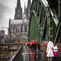 Buy canvas prints of Rainy Day Crossing the Hohenzollern Bridge, Cologne, Germany by Stephen Young