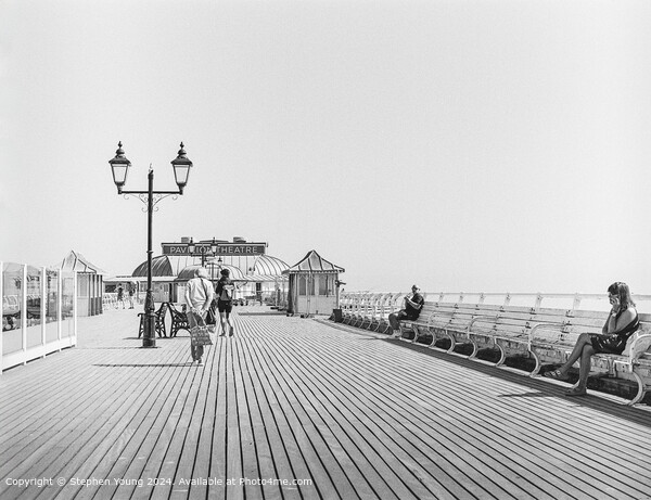 Cromer Pier Black and White Picture Board by Stephen Young