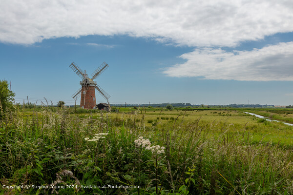Horsey Windpump Norfolk Broads Landscape Picture Board by Stephen Young