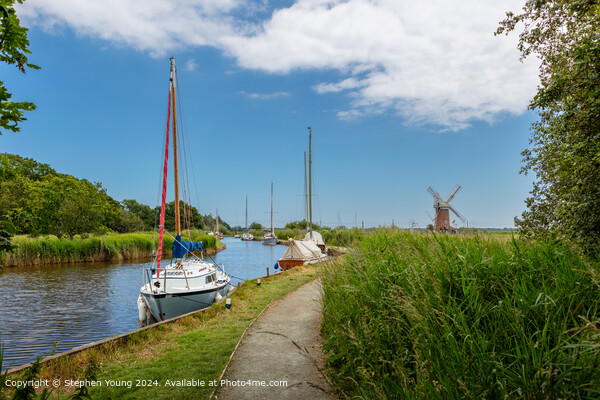 Horsey Windpump, Boats, Norfolk Broads Picture Board by Stephen Young