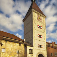 Buy canvas prints of Ledererturm Gate Tower, Wels, Austria by David Roossien