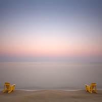 Buy canvas prints of Adirondack Chairs, Lake Michigan by David Roossien