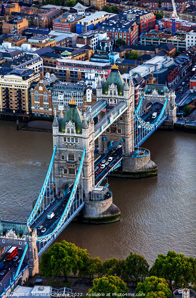 Aerial London view of Tower Bridge river Thames  Picture Board by Spotmatik 
