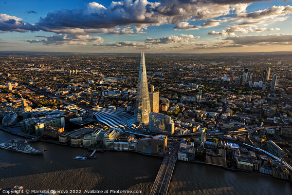Aerial London skyscrapers rail station river Thames England Picture Board by Spotmatik 