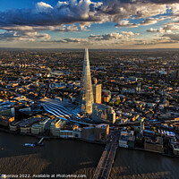 Buy canvas prints of Aerial London skyscrapers rail station river Thames England by Spotmatik 