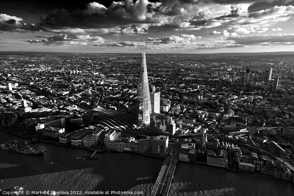 Aerial London skyscrapers rail station river Thames England Picture Board by Spotmatik 
