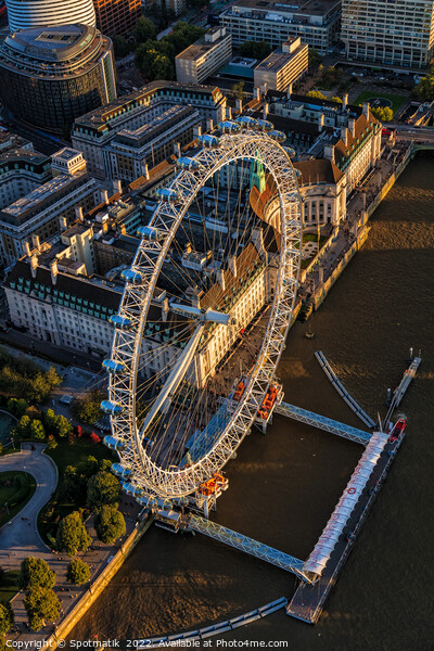 Aerial view of London Eye tourist attraction UK Picture Board by Spotmatik 