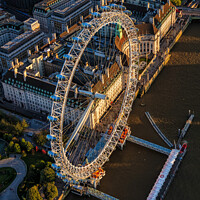 Buy canvas prints of Aerial view of London Eye tourist attraction UK by Spotmatik 
