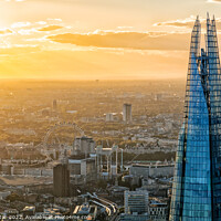 Buy canvas prints of Aerial sunset over The Shard London and river Thames by Spotmatik 