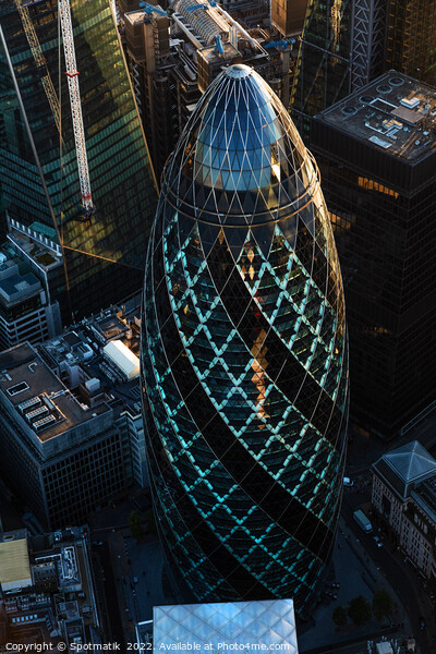 Aerial Gherkin London skyscraper building commercial district  Picture Board by Spotmatik 
