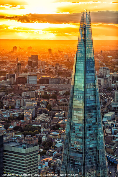 Aerial sunset The Shard London river Thames  UK Framed Print by Spotmatik 