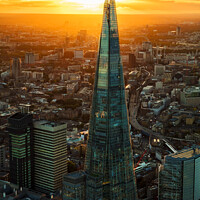 Buy canvas prints of Aerial sunset The Shard London Bridge station England  by Spotmatik 
