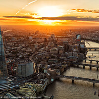 Buy canvas prints of Aerial Shard skyscraper sunset view London Capital UK by Spotmatik 