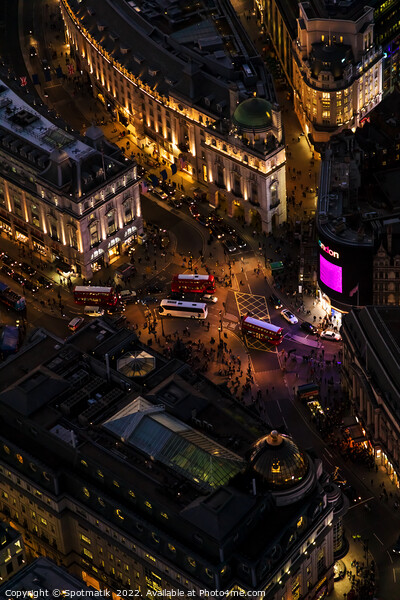 Aerial illuminated London view of Piccadilly Circus UK Picture Board by Spotmatik 