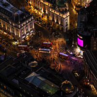 Buy canvas prints of Aerial illuminated London view of Piccadilly Circus UK by Spotmatik 