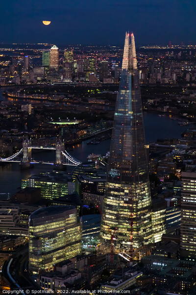 Aerial night view of the Shard London England Picture Board by Spotmatik 