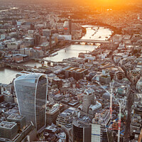 Buy canvas prints of Aerial sunset London Landscape city Financial district UK by Spotmatik 