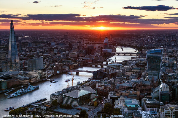 Aerial sunset view London city Financial district UK Picture Board by Spotmatik 