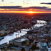 Buy canvas prints of Aerial sunset view London city Financial district UK by Spotmatik 
