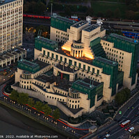Buy canvas prints of Aerial view London MI6 Government Building River Thames  by Spotmatik 