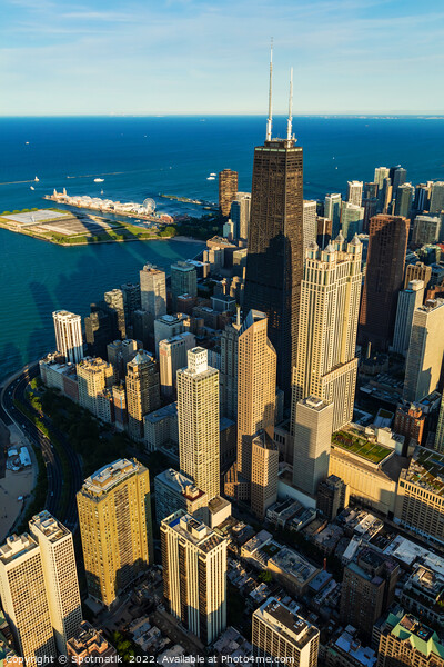Aerial Chicago Illinois Hancock Building near Navy Pier  Picture Board by Spotmatik 