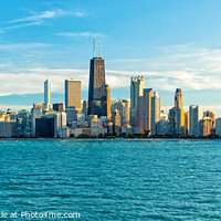 Buy canvas prints of Aerial Chicago Panorama Lake Michigan city harbor Waterfront  by Spotmatik 