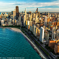 Buy canvas prints of Aerial Chicago skyscrapers Oak Street Beach Lake Michigan  by Spotmatik 