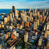 Buy canvas prints of Aerial Chicago downtown financial district skyline Illinois USA by Spotmatik 