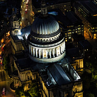 Buy canvas prints of Aerial illuminated London view St Pauls Cathedral UK by Spotmatik 
