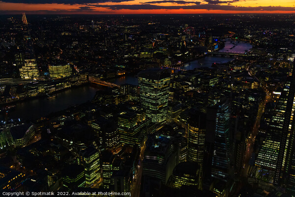 Aerial London illuminated night view financial business center  Picture Board by Spotmatik 